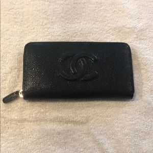 CHANEL Leather Zip Wallet